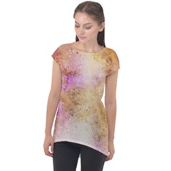 Golden Paint Cap Sleeve High Low Top by goljakoff