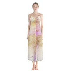 Golden Paint Button Up Chiffon Maxi Dress by goljakoff