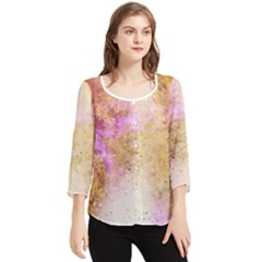 Golden Paint Chiffon Quarter Sleeve Blouse by goljakoff