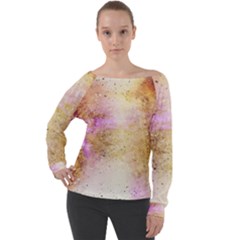 Golden Paint Off Shoulder Long Sleeve Velour Top by goljakoff