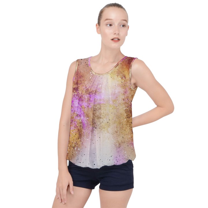 Golden paint Bubble Hem Chiffon Tank Top