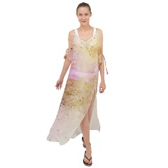 Golden Paint Maxi Chiffon Cover Up Dress by goljakoff