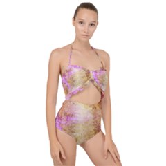 Golden Paint Scallop Top Cut Out Swimsuit by goljakoff