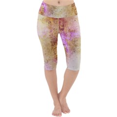 Golden Paint Lightweight Velour Cropped Yoga Leggings by goljakoff