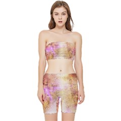 Golden Paint Stretch Shorts And Tube Top Set by goljakoff