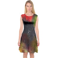 Color Splashes Capsleeve Midi Dress by goljakoff