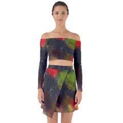 Color Splashes Off Shoulder Top With Skirt Set by goljakoff