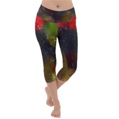 Color Splashes Lightweight Velour Capri Yoga Leggings by goljakoff