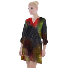 Color Splashes Open Neck Shift Dress by goljakoff