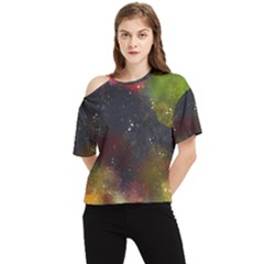 Color Splashes One Shoulder Cut Out Tee by goljakoff