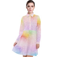 Rainbow Splashes Long Sleeve Chiffon Shirt Dress by goljakoff