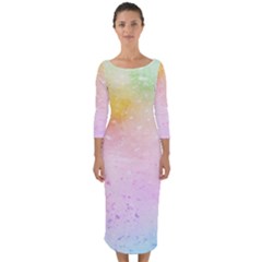 Rainbow Splashes Quarter Sleeve Midi Bodycon Dress by goljakoff