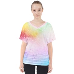 Rainbow Splashes V-neck Dolman Drape Top by goljakoff