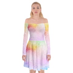 Rainbow Splashes Off Shoulder Skater Dress by goljakoff