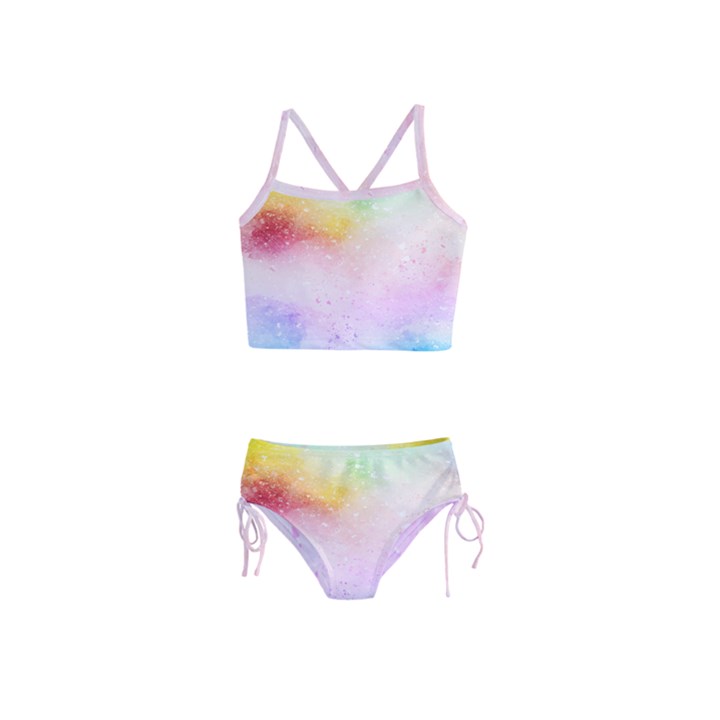 Rainbow splashes Girls  Tankini Swimsuit