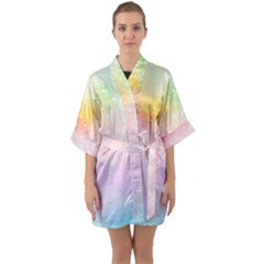 Rainbow Splashes Half Sleeve Satin Kimono  by goljakoff