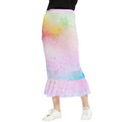 Rainbow Splashes Maxi Fishtail Chiffon Skirt