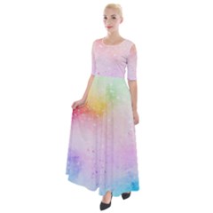 Rainbow splashes Half Sleeves Maxi Dress