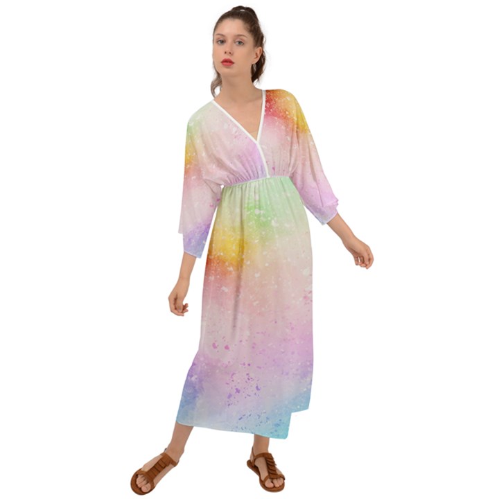 Rainbow splashes Grecian Style  Maxi Dress