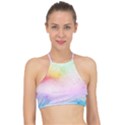 Rainbow splashes Racer Front Bikini Top View1