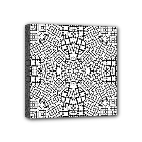 Modern Black And White Geometric Print Mini Canvas 4  X 4  (stretched)