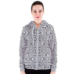 Modern Black And White Geometric Print Women s Zipper Hoodie by dflcprintsclothing