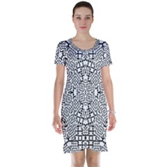 Modern Black And White Geometric Print Short Sleeve Nightdress