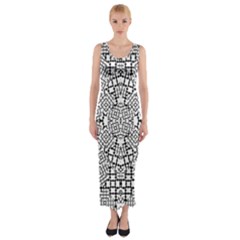 Modern Black And White Geometric Print Fitted Maxi Dress