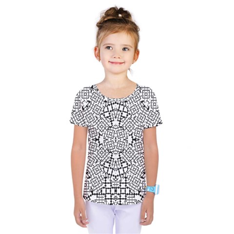 Modern Black And White Geometric Print Kids  One Piece Tee by dflcprintsclothing