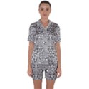 Modern Black And White Geometric Print Satin Short Sleeve Pajamas Set View1