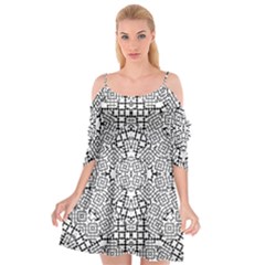 Modern Black And White Geometric Print Cutout Spaghetti Strap Chiffon Dress by dflcprintsclothing