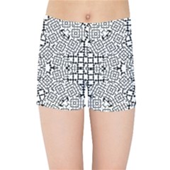 Modern Black And White Geometric Print Kids  Sports Shorts by dflcprintsclothing