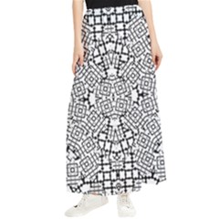 Modern Black And White Geometric Print Maxi Chiffon Skirt