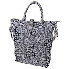 Modern Black And White Geometric Print Buckle Top Tote Bag