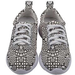 Modern Black And White Geometric Print Kids Athletic Shoes by dflcprintsclothing