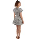 Modern Black And White Geometric Print Flutter Sleeve Wrap Dress View2