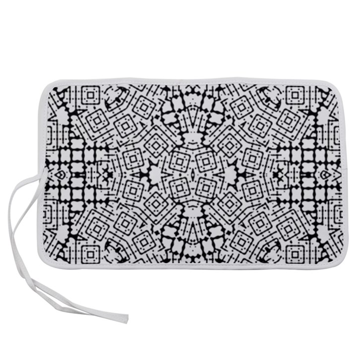 Modern Black And White Geometric Print Pen Storage Case (S)