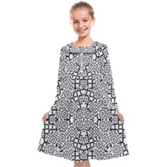 Modern Black And White Geometric Print Kids  Midi Sailor Dress by dflcprintsclothing