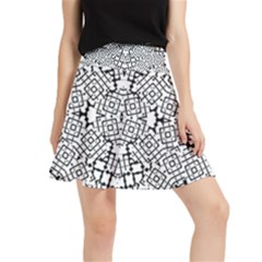 Modern Black And White Geometric Print Waistband Skirt