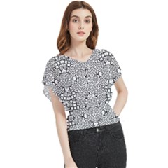 Modern Black And White Geometric Print Butterfly Chiffon Blouse