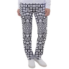 Modern Black And White Geometric Print Women s Casual Pants by dflcprintsclothing