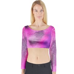 Purple Space Long Sleeve Crop Top by goljakoff