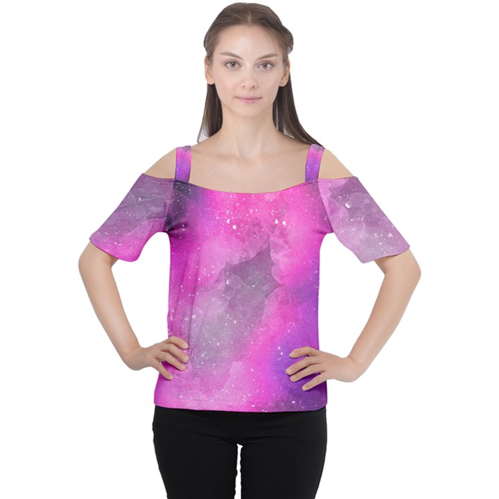 Purple space Cutout Shoulder Tee