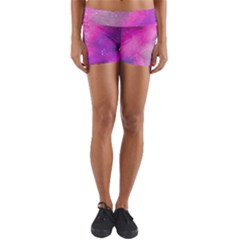 Purple Space Yoga Shorts by goljakoff