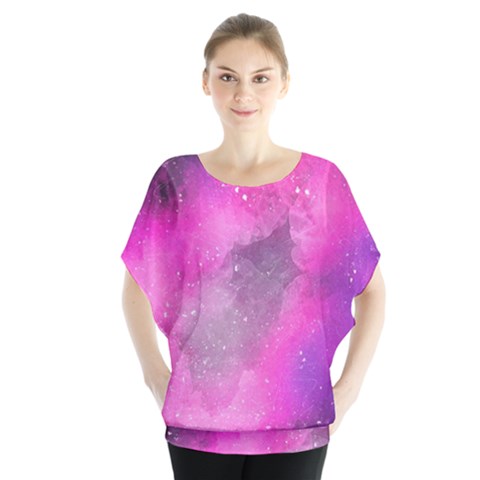 Purple Space Batwing Chiffon Blouse by goljakoff