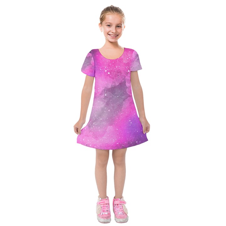 Purple space Kids  Short Sleeve Velvet Dress