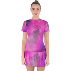 Purple Space Drop Hem Mini Chiffon Dress by goljakoff