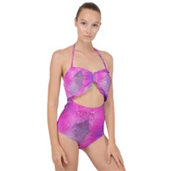 Purple Space Scallop Top Cut Out Swimsuit by goljakoff