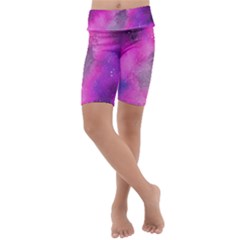 Purple Space Kids  Lightweight Velour Cropped Yoga Leggings by goljakoff