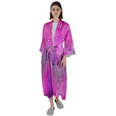 Purple Space Maxi Satin Kimono by goljakoff